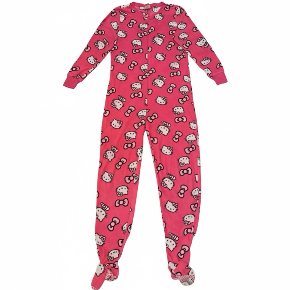 Sanrio | Hello Kitty Pink Patterned Women’s Polar Fleece Pyjamas Zipper Footie